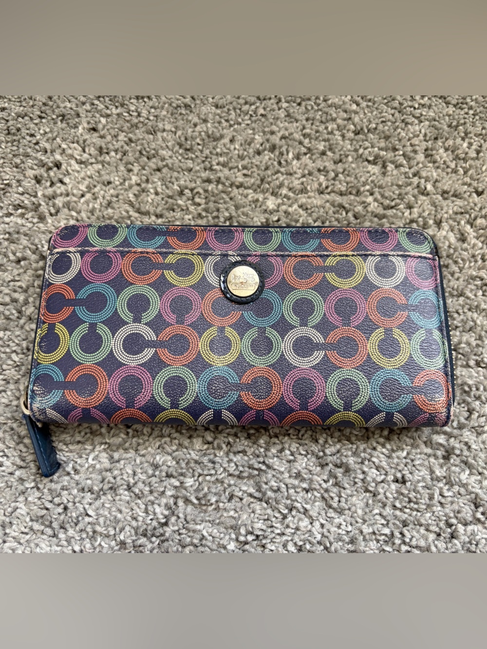Coach Multicolor Signature C Zip Around Accordion Wallet Pink Interior